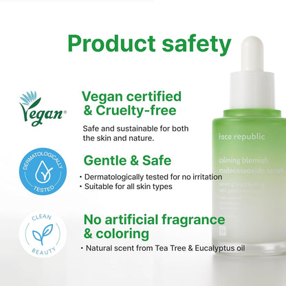 Calming Tea Tree Madecassoside Serum 45Ml 1.52 Fl Oz | Lightweight | Soothing | Madecassoside, Tea Tree, Centella Asiatica, Niacinamide | for Irritated Skin | Vegan Korean Skin Care