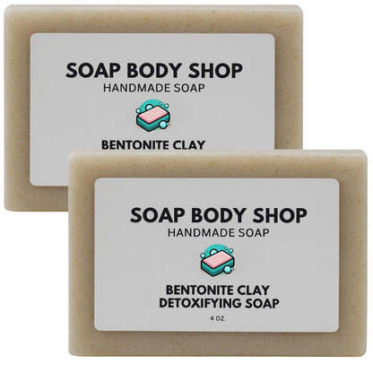 Bentonite Clay Detoxifying Soap, Detoxifying Body Soap,  Soap Bar, Body Soap Bars Moisturizing, Bentonite Clay Powder, Detoxifying Soap, Essential Oil Soap, Goat Milk Soap, 4 Oz. Bar (2 Pack)